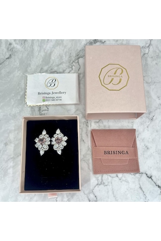 Kahverengi Kalpli İthal Gümüş Küpe-987 Silver
