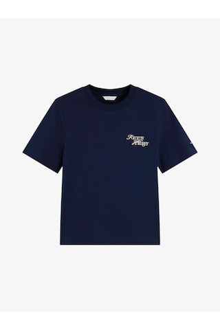 Tommy Hilfiger Scrıpt New Reg C-nk S/s Tshırt Kadın Mavi T-shirt - Ww0ww52360