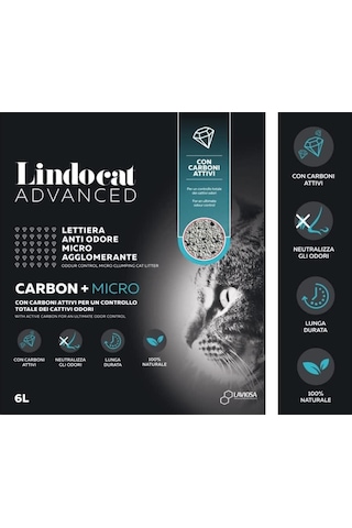 Lindocat Advanced Carbon + Micro Aktif Karbonlu Kedi Kumu 6 L