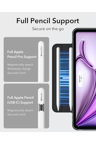 iPad Uyumlu  Air 13 M3/m2 Rebound Manyetik Kılıf - Siyah Kapaklı Kılıf