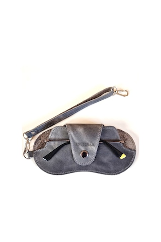 Bouscrab Gerçek Deri Özel Tasarım Gözlük Kılıfı Gri