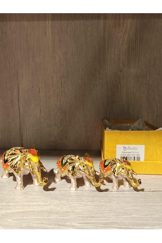 Swarovski Taşlı Fil 3'lü Mücevherlik / Dekoratif Biblo