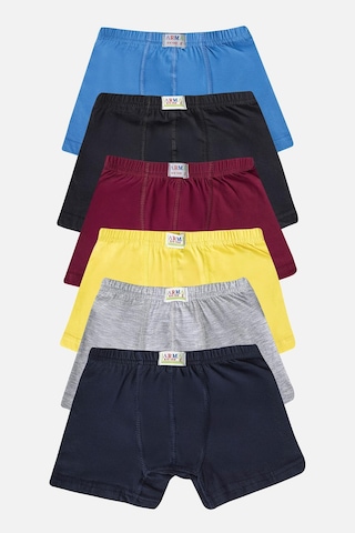 Arma Yıldız Erkek Çocuk Düz Pamuklu Likralı Renkli Boxer 6'lı Paket Çok Renkli