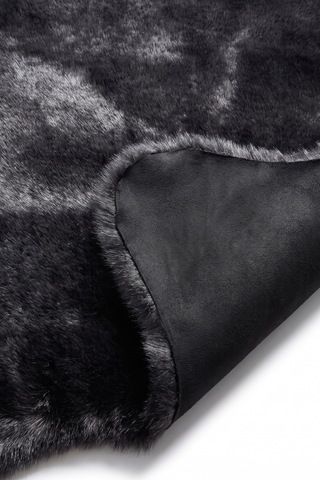Merplush Peluş Post Halı 120x150 Cm Süet Taban Yumuşak Kürk Görünümlü Yatak Odası Halısı Siyah