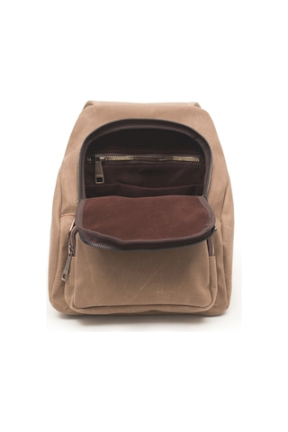 Gillario Design 04 Kanvas - Deri Kadın Sırt Çantası Camel