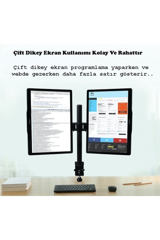 Techtic Çift Kol Monitör Tutucu 17-32inç Lcd Led Alüminyum