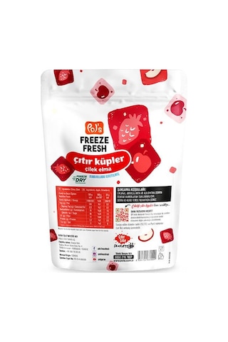 Pol S Freeze Fresh Çıtır Küp Çilekli Elma 20 G X 3 Adet Freeze Dry Dondurularak Kurutulmuş Meyve 20 G