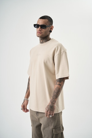 Respire Erkek Da Vinci Baskılı Oversize T-shirt Bej