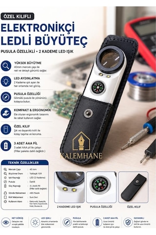 Kalemhane Tamirci Mercek Lup Büyüteç Pilli