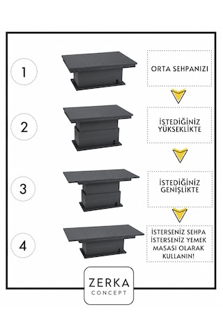 Elit Akıllı Orta Sehpa Ve Yemek Masası Antrasit