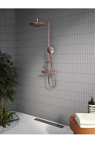 VitrA Aquaheat Bliss 240 A4720526 2f Termostatik Duş Sistemi, Bakır Bakır