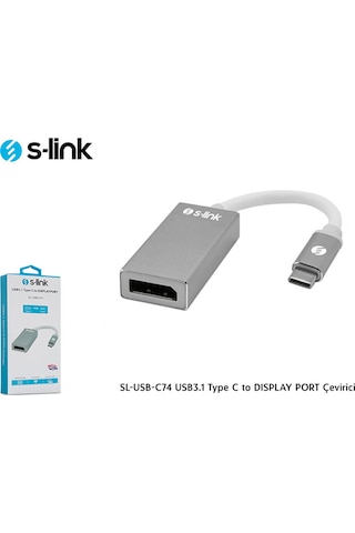 S-lınk Sl-usb-c74, Type-c To Dısplay Port Dp Metal, Çevirici