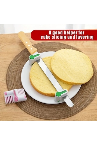 Zhanglei001 Yeşil 5 Katlı Ayarlanabilir Pasta Dilimleyici Ve Ekmek Bölücü Seti 2 Parça