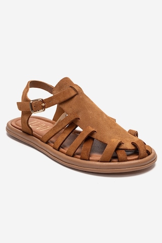 Luvishoes Alone Taba Süet Hakiki Deri Kadın Sandalet