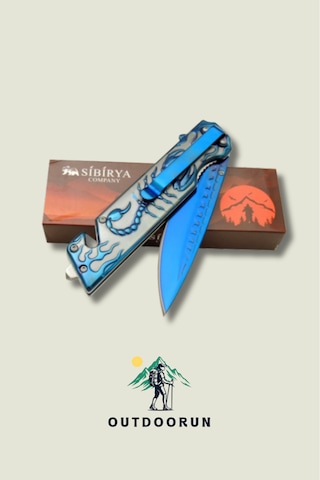 Mavi Akrep Kabartmalı Kamp Çakı - 22,5 Cm Mavi