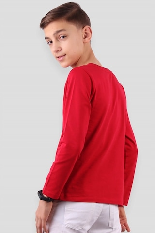 Erkek Çocuk Türk Bayraklı Uzun Kollu Tişört Kırmızı (5-10 Yaş)