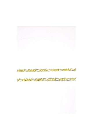Omar Silver Unisex İnce Figaro 2,2 Mm 925 Ayar Gold Altın Kaplama Gümüş Kolye Zincir