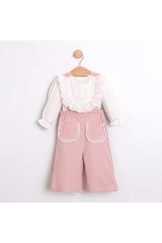 Cumino Kız Bebek Gömlekli Pantolonlu Tulum Takımı Cmn-3754 Pembe