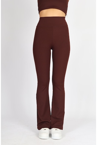 Soft&Basic Kadın Kaşkorse Raporlu Toparlayıcı İspanyol Paça Kahverengi Tayt Pantalon Kahverengi