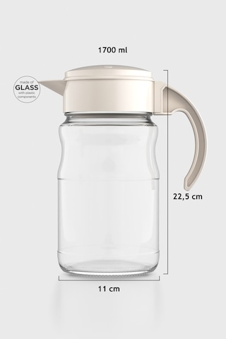 Renga Spiro 1700 Ml Bej Kapaklı Cam Sürahi 111031