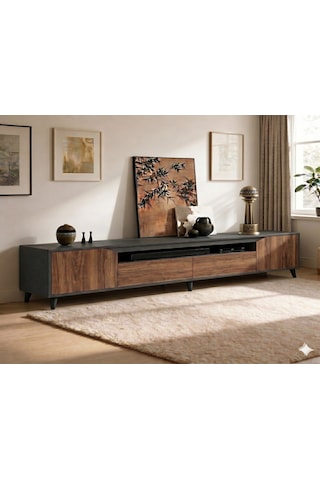 Legno Premium 180cm Modern Tv Ünitesi Ant-cvz Antrasit - Ceviz
