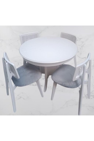 Masa Kutu Sandalye Zia Takım Model 90405 Kayın Parlak Beyaz Lake El Yapımı