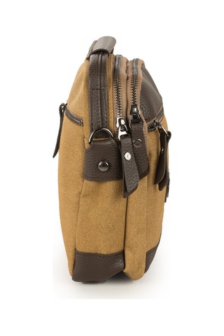 Kanvas Branda Kumaş Vinleks Suni Deri Detaylı Askılı Erkek El Ve Omuz Çantası Camel 573 Camel