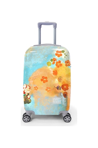 Coral High Renkli Desenli Kabin Boy Valiz 50cm 16537 Sarı