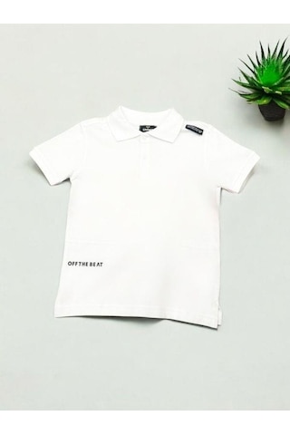 Carinos Erkek Çocuk Basic Yaka Detaylı T-shirt-14557 Beyaz