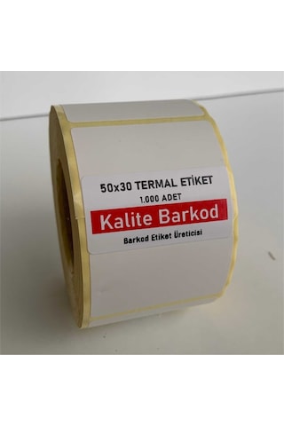 Kalite Barkod 50X30 Termal Etiket 10 Rulo Kalite Barkod 50X30 Termal Etiket 10 Rulo