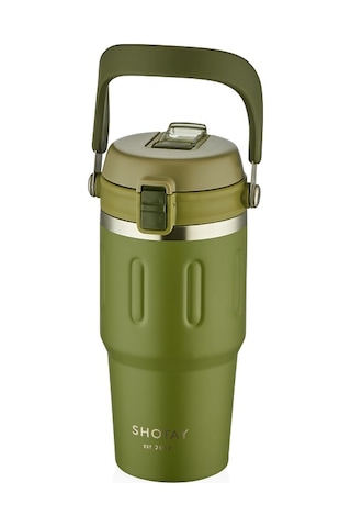 Shotay St-8166 Çift Kullanım Pipetli/rahat İçim Yeşil 650ml Çelik Termos Diğer