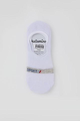 Katamino Erkek Çocuk Babet Çorap Sport Yazı Baskılı 7-14 Yaş, Beyaz