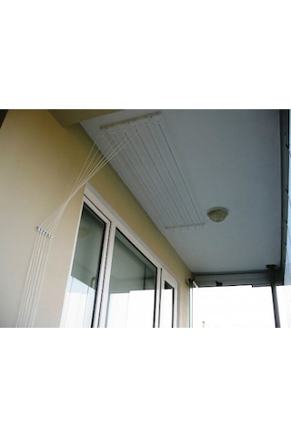 Asansörlü Çamaşır Askısı Tavan Tipi 5 Çubuk 180 CM Beyaz