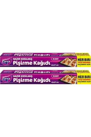 Hazır Kesilmiş Pişirme Kağıdı 10 Lu 42 X 37 Cm İkili Set