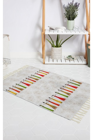 Banyo Halısı Dijital Baskılı Banyo Paspası 50x80 Polyester Kaymaz Tabanlı Duş Paspası Africa Beyaz - Siyah