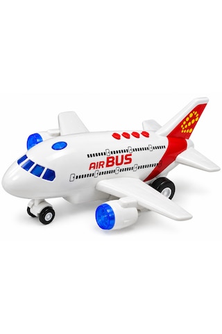 25 Cm Sesli Ve Işıklı Airbus Yolcu Uçağı Sürtmelı Hareketli Kırmızı