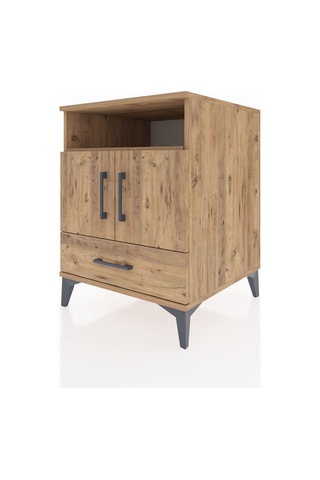 Kronos Komodin 3 Raflı Tek Çekmeceli 2 Kapaklı 60x59x80 Çam-çam Çam