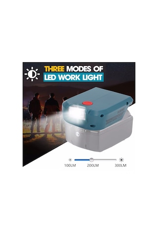 Gajeena Bosch 14.4-18v Batarya Adaptörü: 18w Pd3.0 Type C + 5v 2.1a Usb Çıkışları İle 3 Seviye Led Işık Fonksiyonu