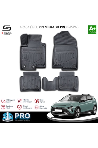 S-dizayn Hyundai Bayon 3d Pro Havuzlu Paspas 2021 Üzeri A+ Kalite