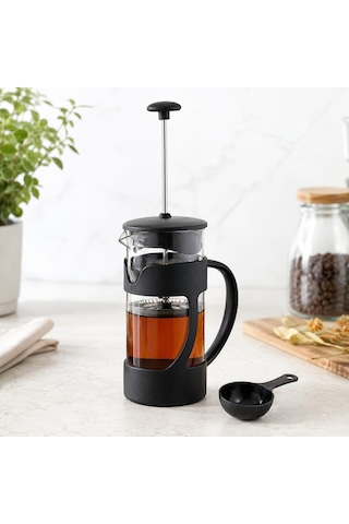 French Press 350ml - Kaşık Dahil Pot, Filtre Kahve Bitki Çayı Ihlamur Kuşburnu Sürahisi, Çay Demleme Seti Çok Renkli