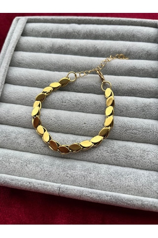 Altın Renk Arpa Zincir Kadın Kararmaz Paslanmaz 316l Çelik Bileklik Altın
