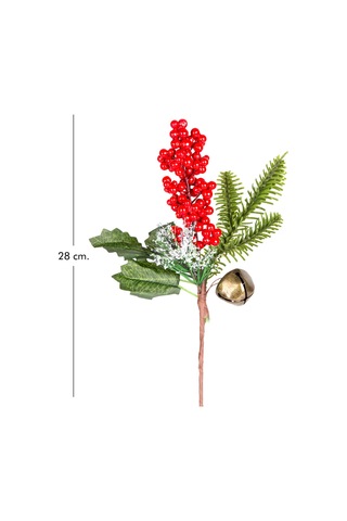 Yılbaşı Çiçeği Karlı Pike Berry Çanlı Kırmızı-yeşil 30 Cm.