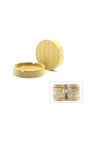 İbico İ22-398 Küllük 9cm Ahşap Bambu Yuvarlak - 10'li Paket