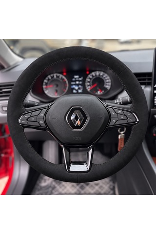 Renault Express Direksiyon Kılıfı Alcantara Süet Monza Black Serisi Siyah 2021-2024