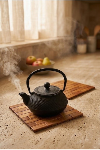 Atbyhome 2'li Isıya Dayanıklı Doğal Bambu Nihale Seti 18x18 Cm - Sıcak Tencere Çaydanlık Tava Altlığı
