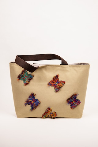 Fabric Craft Bag Omuz Çanta Etnik İşlemeli Hardal Hardal