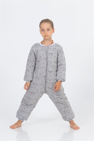 Cantoy Kız Erkek Çocuk Kalın Elyaf Dolgulu Premium Kalite 2.5 Tog Desenli Uyku Tulumu Gri Melanj