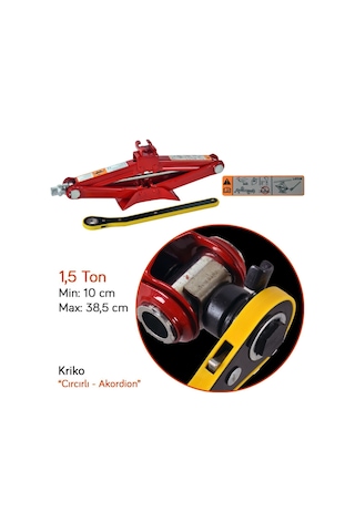 Carub Akordion Kriko Makaslı 1.5 Ton Cırcırlı Kollu Kutulu Br2701