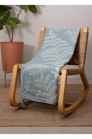 The Mia Throw Koltuk Şalı Püsküllü Yeşil 170x130 Yeşil