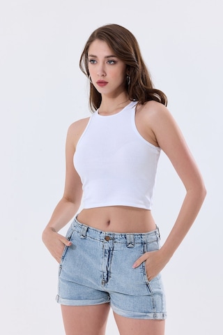 5'li Kadın Pamuklu Likralı Ribana Fitilli Crop Atlet Tişört 27120 Koyu Yeşil